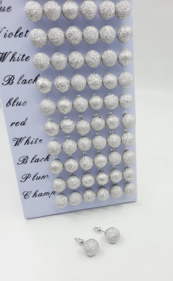 Серьги - гвоздики ШАРИКИ  (серебро)  (в упаковке 36 пар)