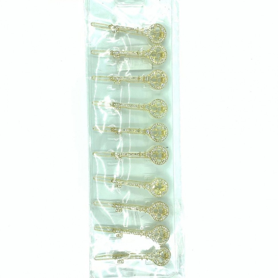 Заколка для волос  "Ключ" Золото (ТВ-1341)  В упаковке 10 штук