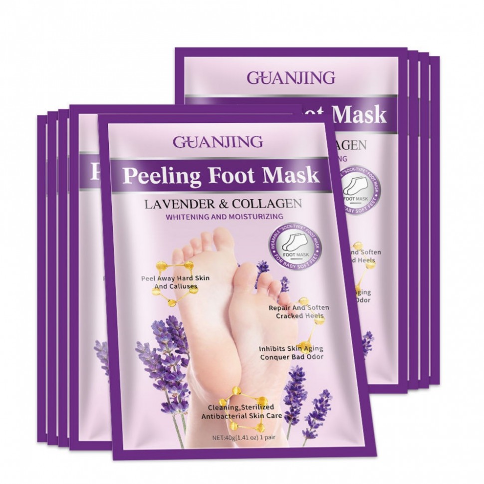 GUANJING  Маска - Пилинг для Ног PEELING FOOT Mask Носочки Отшелушивающие ЛАВАНДА и КОЛЛАГЕН  40г  (GJ-7035)