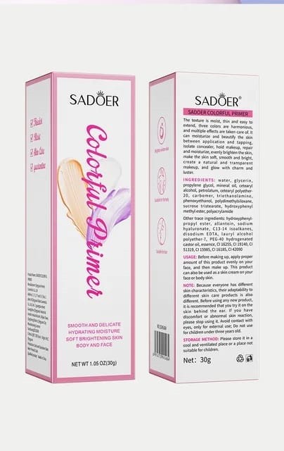 SADOER  Основа - Праймер для лица COLORFUL PRIMER Под макияж Трёхцветная  30г  (SD-45484)