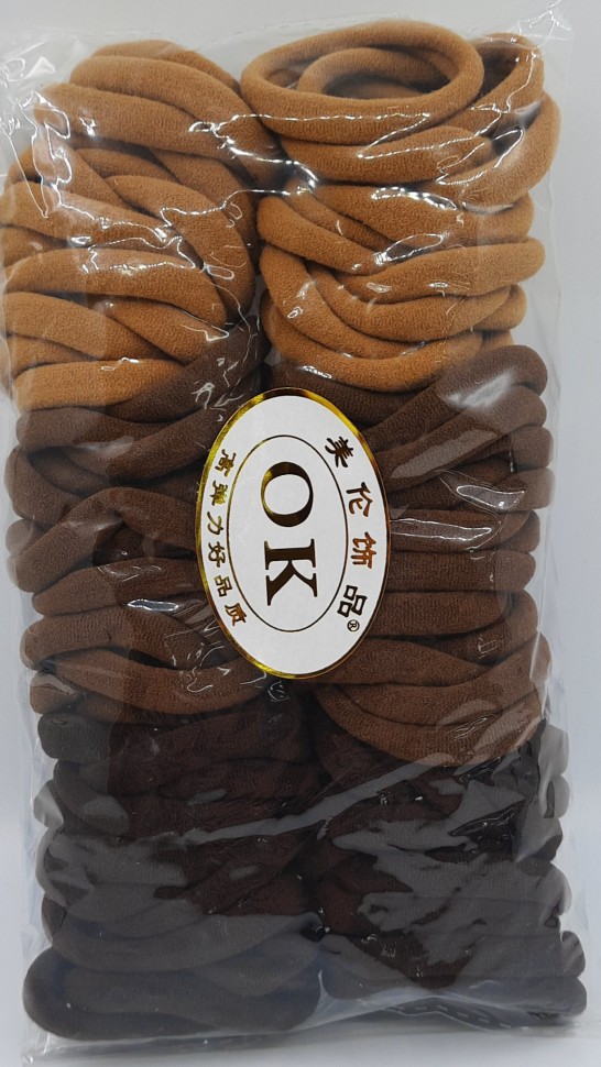 Резинка для волос  "ОК" коричневая 100 штук  (ТВ-2251) Цена указана за упаковку!!!