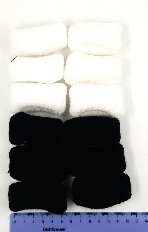 Резинки для волос "ОК" Черные / Белые  (12 штук)  (ТВ-7081)