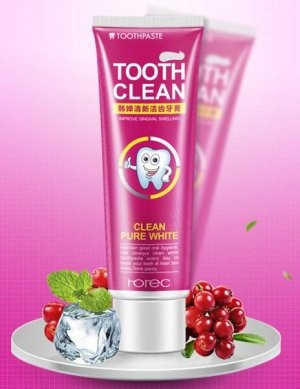 ROREC  Зубная паста TOOTH CLEAN Pure White Естественная Белизна Клюква и Мята  120г  (HC-7600)
