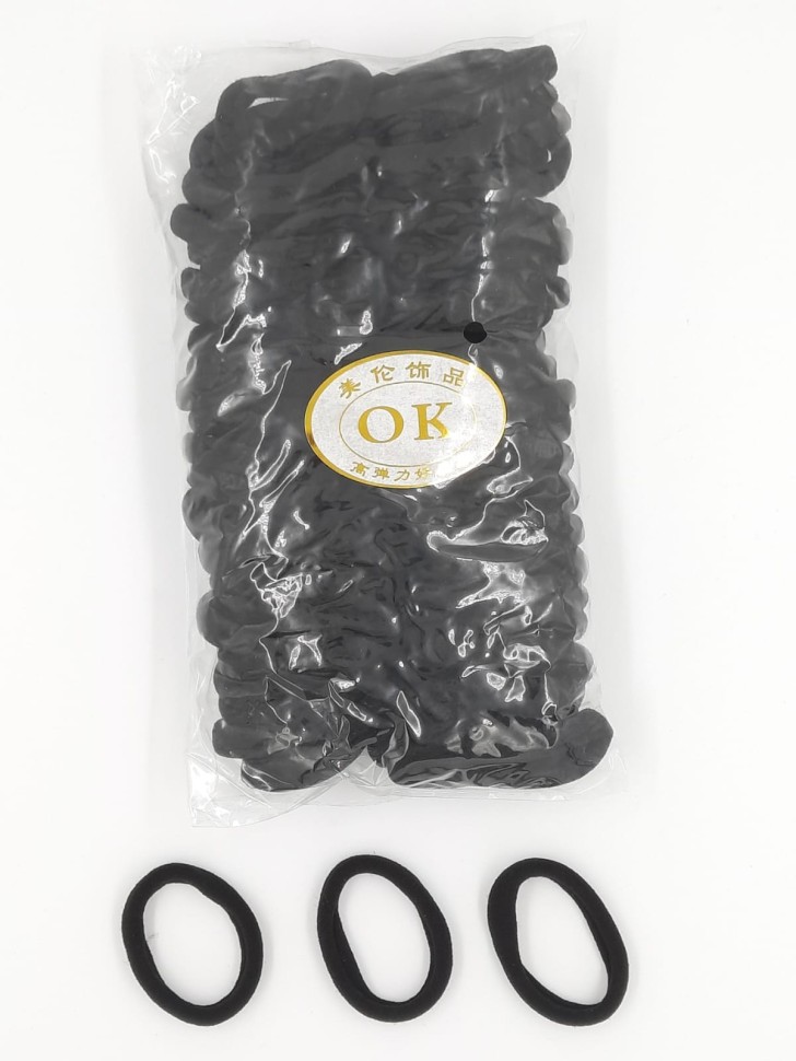 Резинка для волос черная "ОК" 100шт (+-10 шт) ТВ-2251