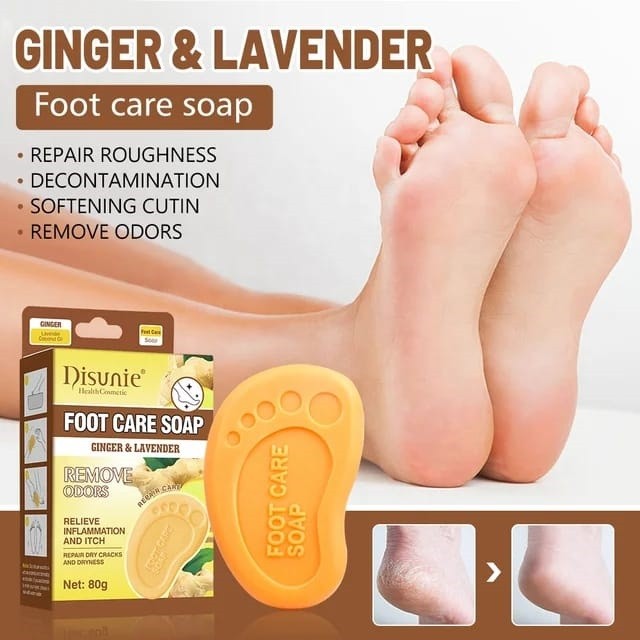 DISUNIE  Мыло для Ног Ginger & Lavender от сухости, трещин и запаха ИМБИРЬ и ЛАВАНДА  80г  (DE-8116)