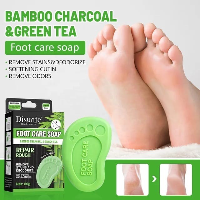 DISUNIE  Мыло для Ног Bamboo Charcoal & Green Tea экфолиант, от зуда и запаха БАМБУКОВЫЙ УГОЛЬ и ЗЕЛЕНЫЙ ЧАЙ  80г  (DE-8115)