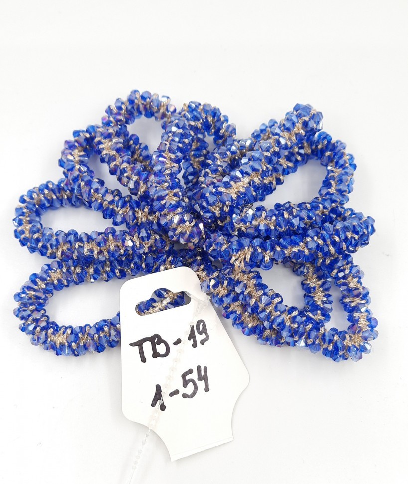 Резинка - Браслет для волос "Стеклярус"  (синяя)  (ТВ-19)  Цена указана за штуку!   К10