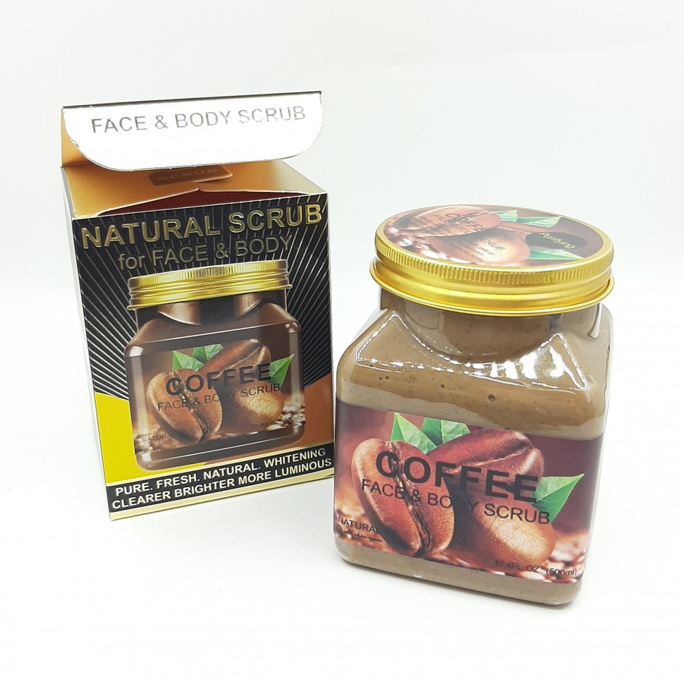 WOKALI  Скраб для лица и тела Natural Scrub COFFEE Укрепляющий КОФЕ  500мл  (WKL-693)