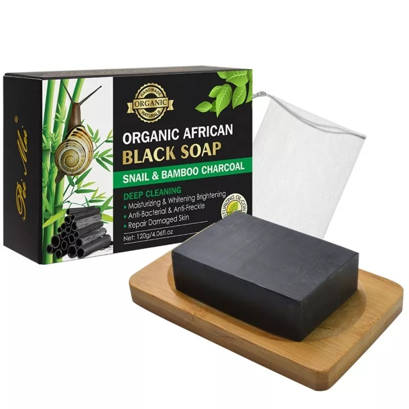 PEI MEI  Мыло для лица Organic African Чёрное SNAIL & BAMBOO CHARCOAL  120г  (PM-6938)