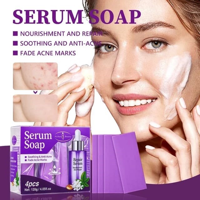 AICHUN BEAUTY  Мыло - Сыворотка для лица Serum Soap REPAIR Восстанавливающее, ВИТАМИН Е  (4 штуки * 30г)  (AC-3223)