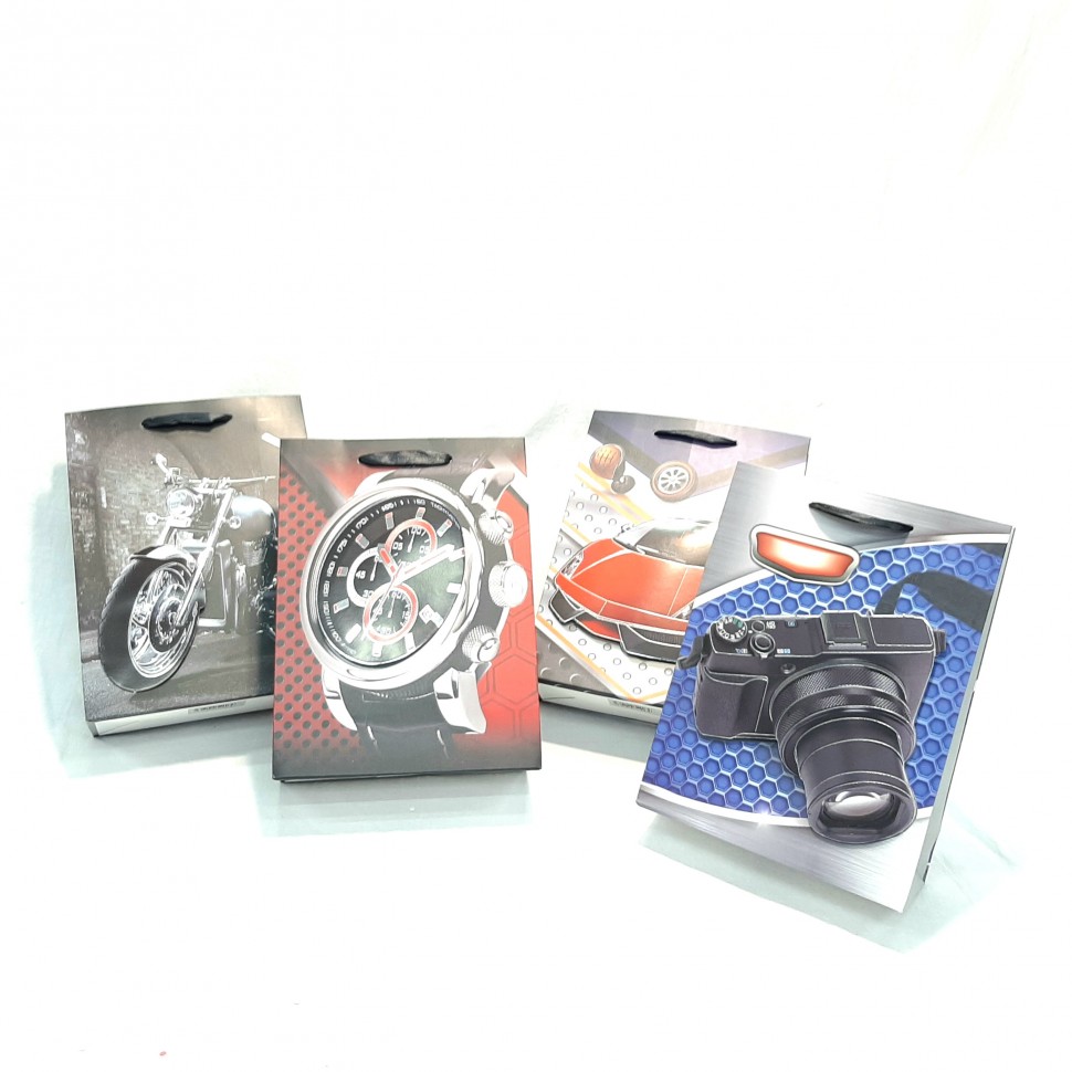 Пакет Подарочный  МУЖСКОЙ 3D (авто, часы, фото)  (17,5*24*8)  (ТВ-2471)