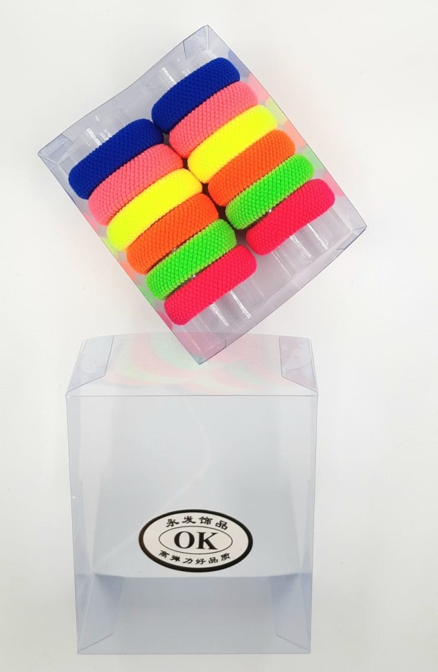 Резинки для волос "ОК" в Коробочке  Разноцветные Яркие  (12 штук)  (ТВ-7087)