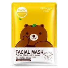 BIOAQUA  Маска - муляж для лица Facial Mask ANIMAL освежающая ЗЕЛЁНЫЙ ЧАЙ (мишка)  30г  (BQY-8487)