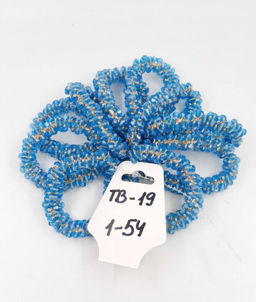 Резинка-браслет для волос из стекляруса голубая ТВ-19 Цена указана за штуку!!!