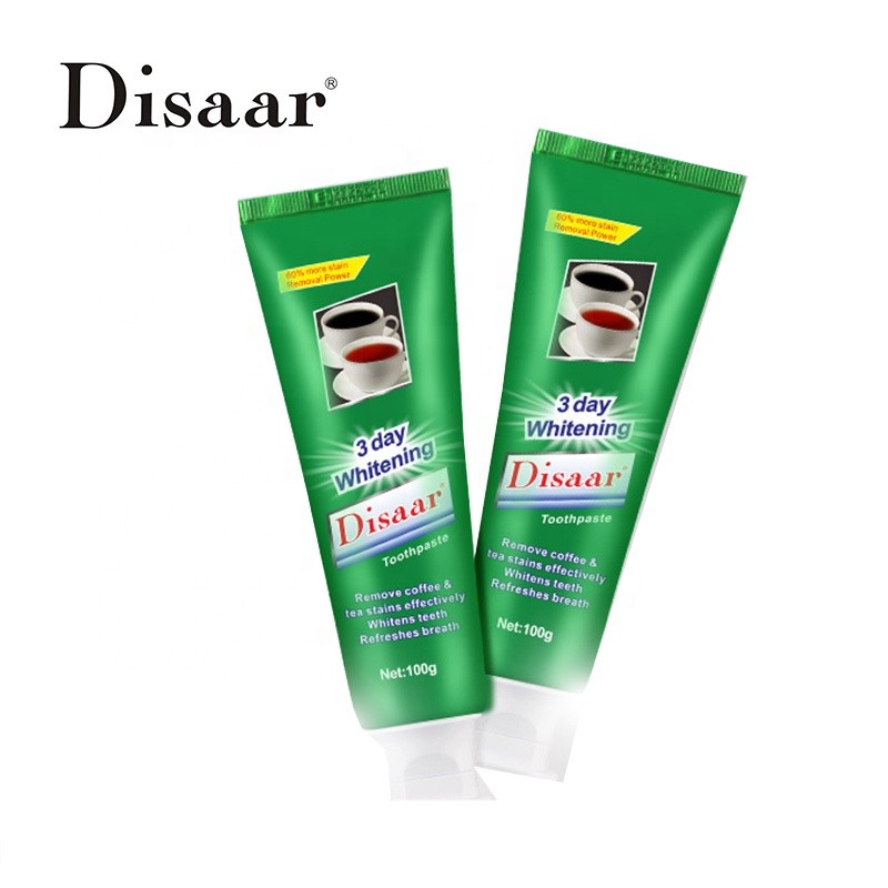 DISAAR  Зубная паста 3 DAY WHITENING Отбеливающая, От пятен Кофе, Чая и Табака  100г  (DS-341-2)