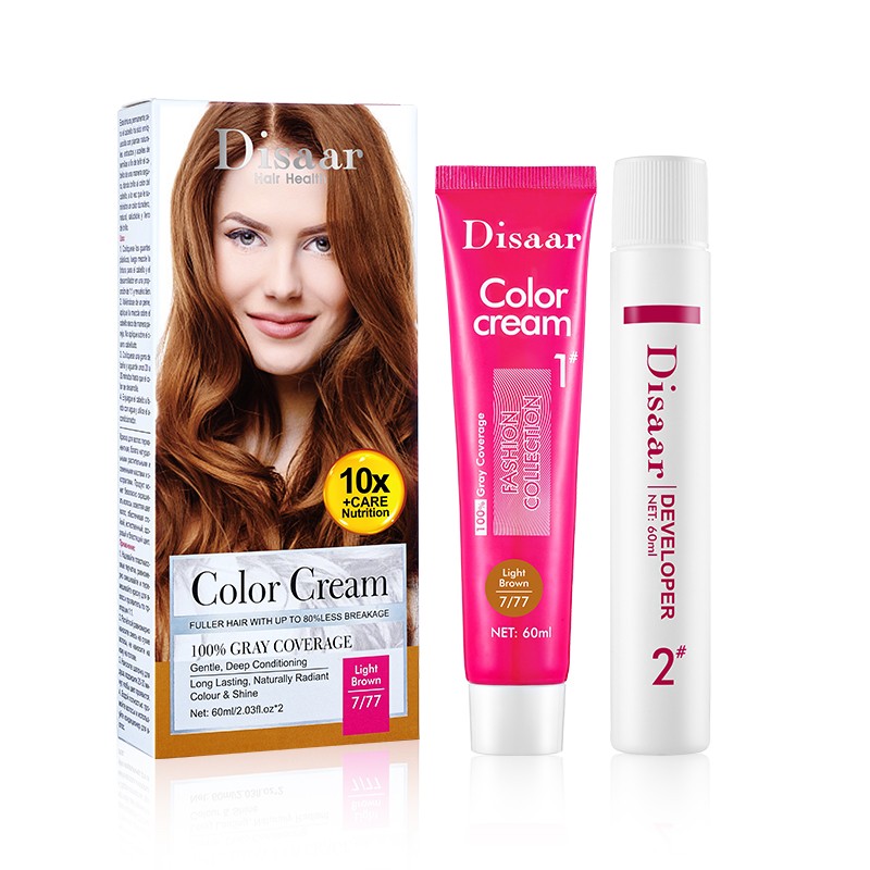 DISAAR  Краска для волос COLOR CREAM № 7/77  Light Brown  60мл*2  (DS-5174)